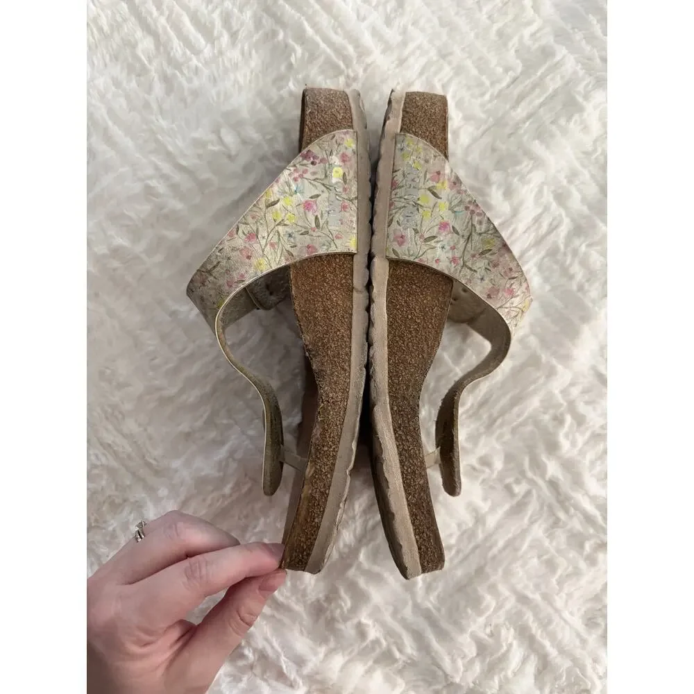 Birkenstock Gizeh Vegan Birko-Flor Watercolor Floral Thong Sandals Cottage Boho